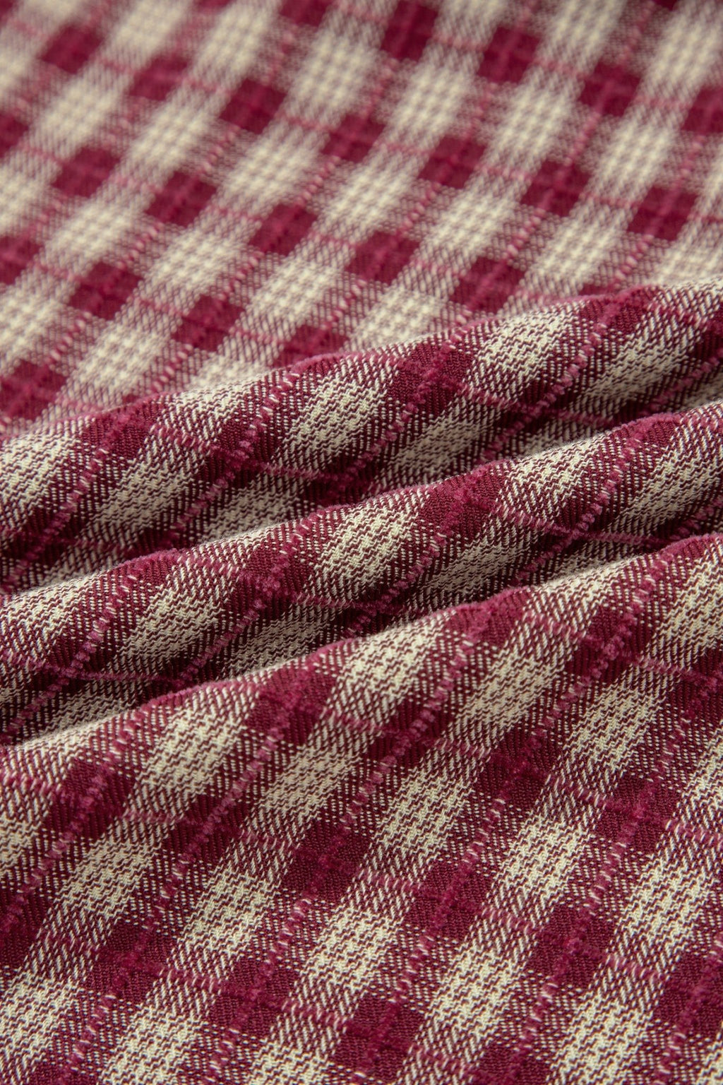 Plaid Button Keyhole Pleated Long Sleeve Blouse - Rooted & Reckless Co.