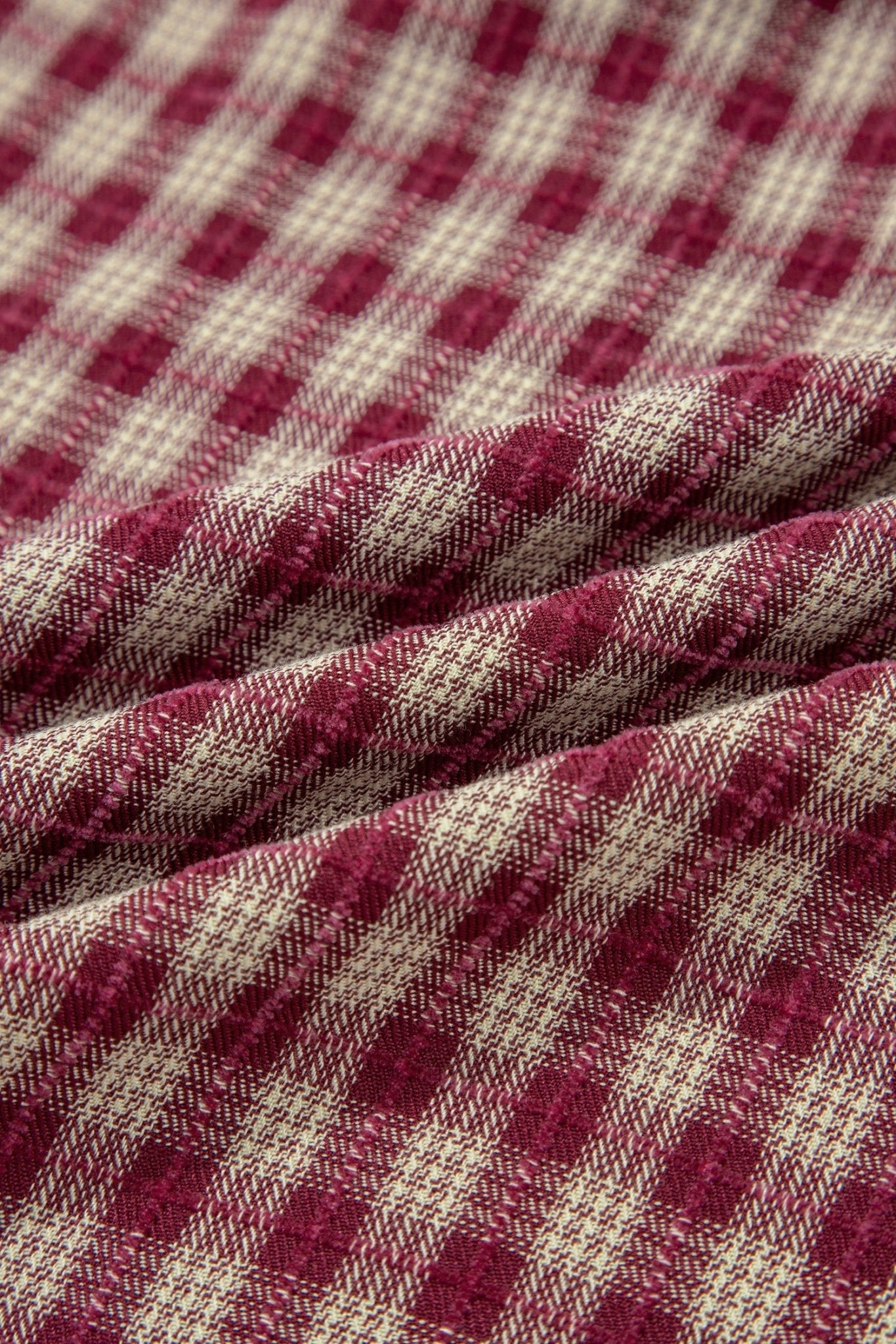 Plaid Button Keyhole Pleated Long Sleeve Blouse - Rooted & Reckless Co.