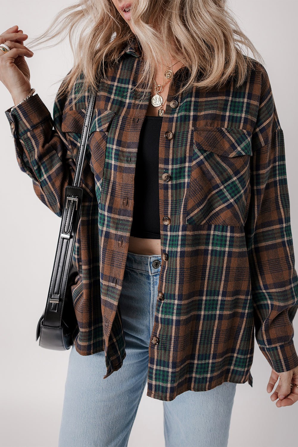 Plaid Button-Up Chest Pocket Shacket - Rooted & Reckless Co.
