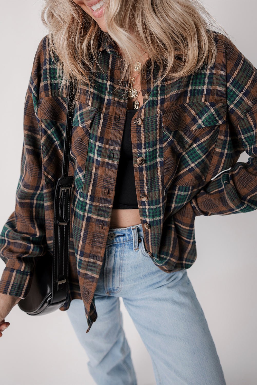 Plaid Button-Up Chest Pocket Shacket - Rooted & Reckless Co.