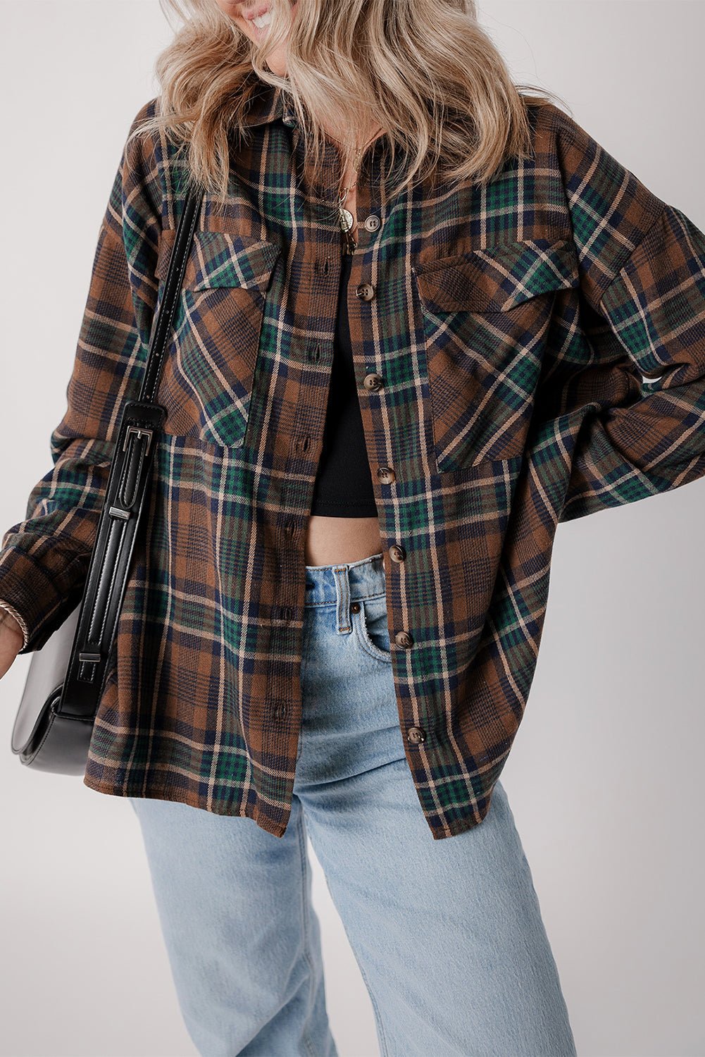 Plaid Button-Up Chest Pocket Shacket - Rooted & Reckless Co.