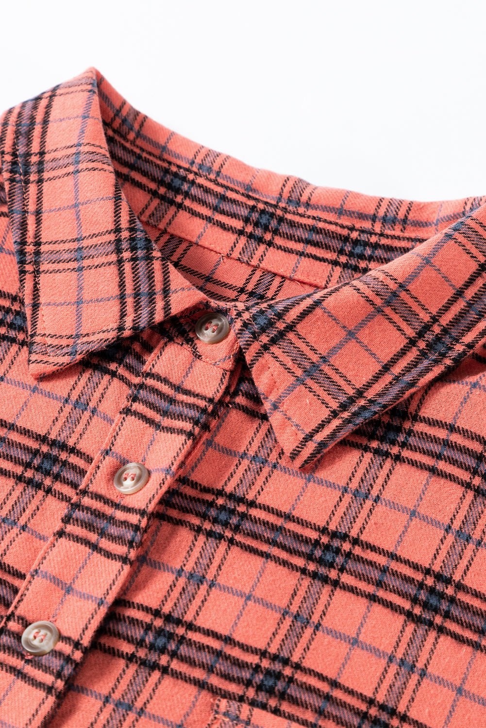 Plaid Button-Up Distressed Hem Long Sleeve Shirt - Rooted & Reckless Co.
