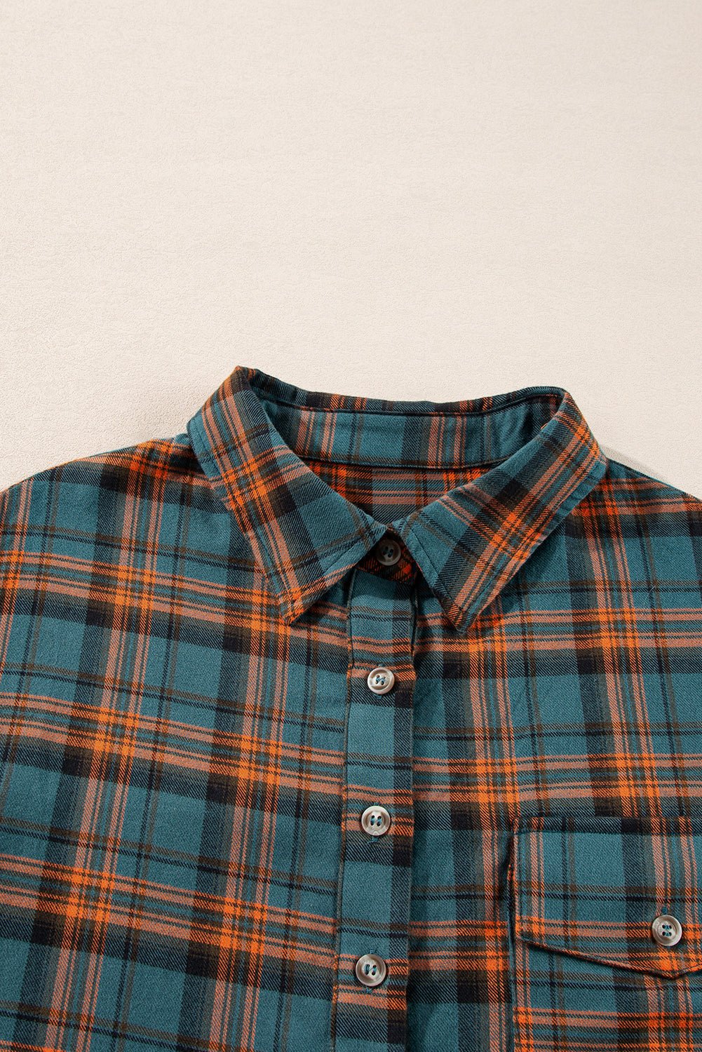 Plaid Button-Up Distressed Hem Long Sleeve Shirt - Rooted & Reckless Co.