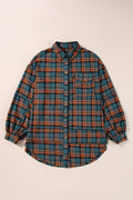 Plaid Button-Up Distressed Hem Long Sleeve Shirt - Rooted & Reckless Co.
