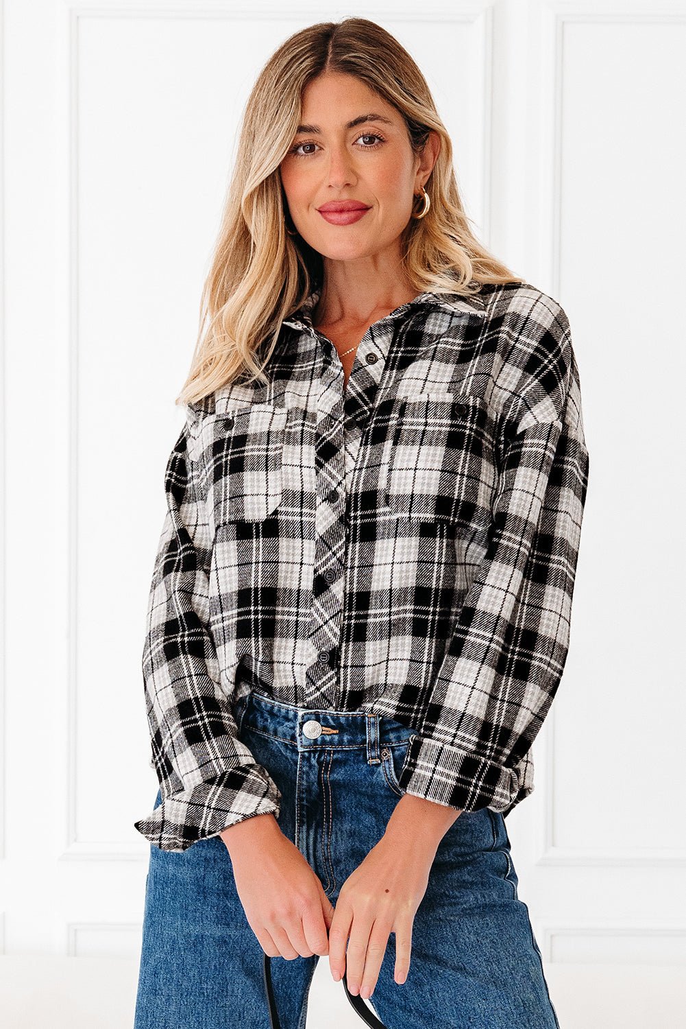 Plaid Chest Pocket Long Sleeve Buttoned Shirt - Rooted & Reckless Co.
