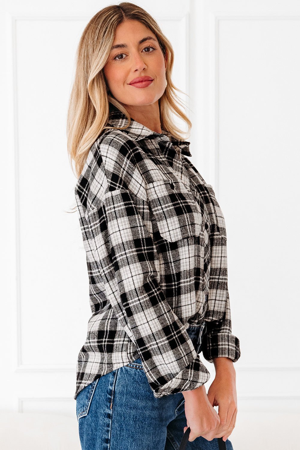 Plaid Chest Pocket Long Sleeve Buttoned Shirt - Rooted & Reckless Co.