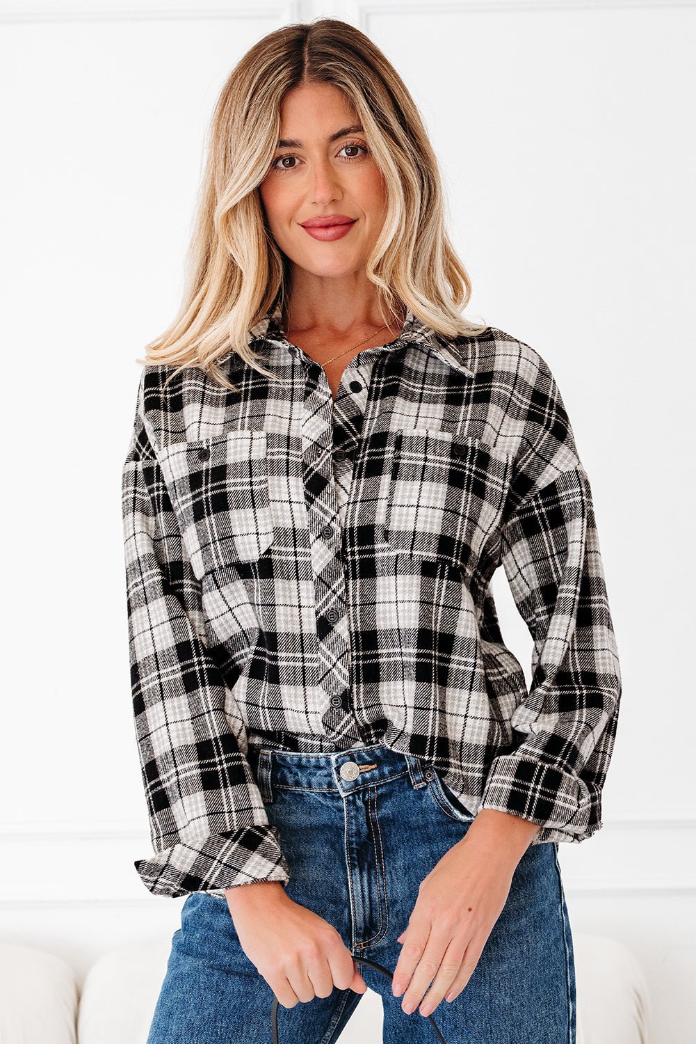 Plaid Chest Pocket Long Sleeve Buttoned Shirt - Rooted & Reckless Co.