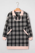 Plaid Collared Zip-Up Long Sleeve Mini Dress - Rooted & Reckless Co.