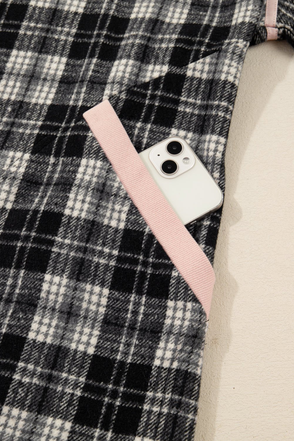 Plaid Collared Zip-Up Long Sleeve Mini Dress - Rooted & Reckless Co.