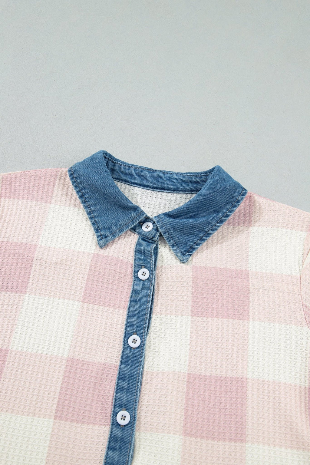 Plaid Contrast Denim Collared T-Shirt Mini Dress - Rooted & Reckless Co.