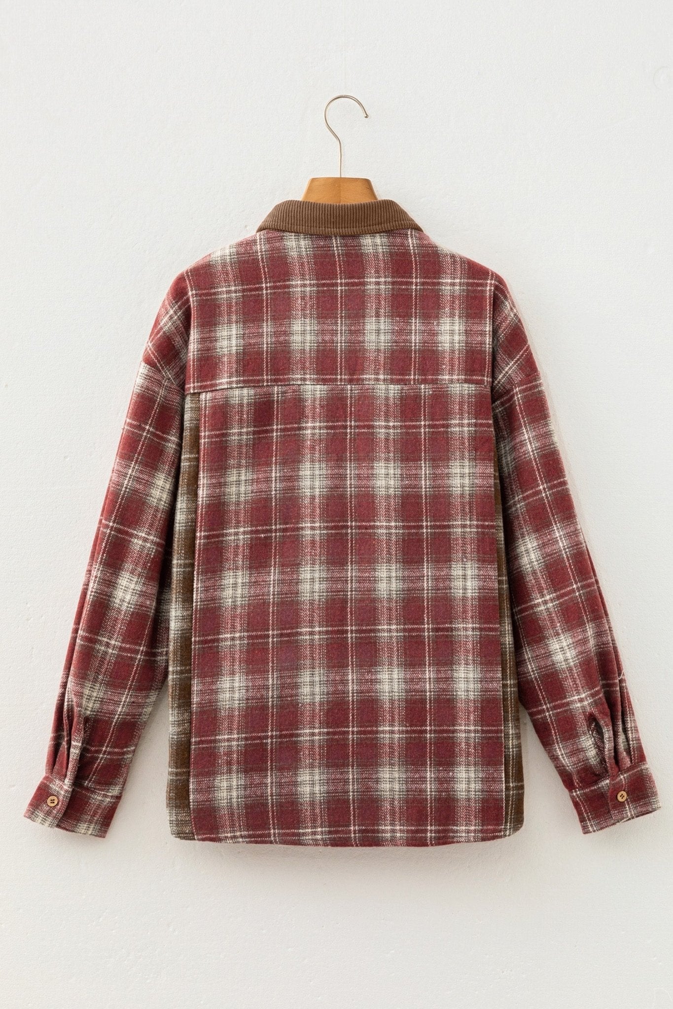 Plaid Contrast Long Sleeve Button Down Shirt - Rooted & Reckless Co.