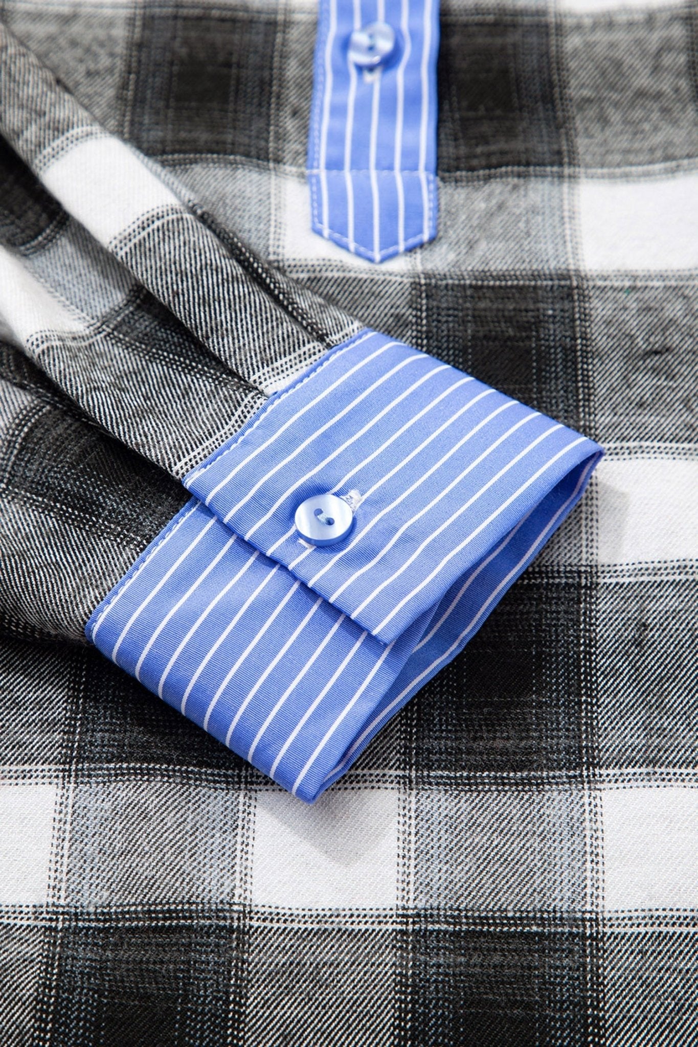 Plaid Contrast Stripe Edge Half-Placket Blouse - Rooted & Reckless Co.