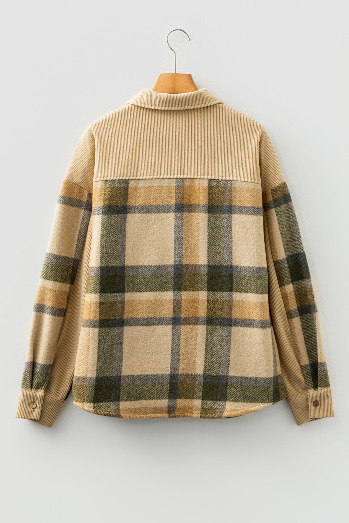 Plaid Corduroy Patchwork Chest Pocket Shacket - Rooted & Reckless Co.