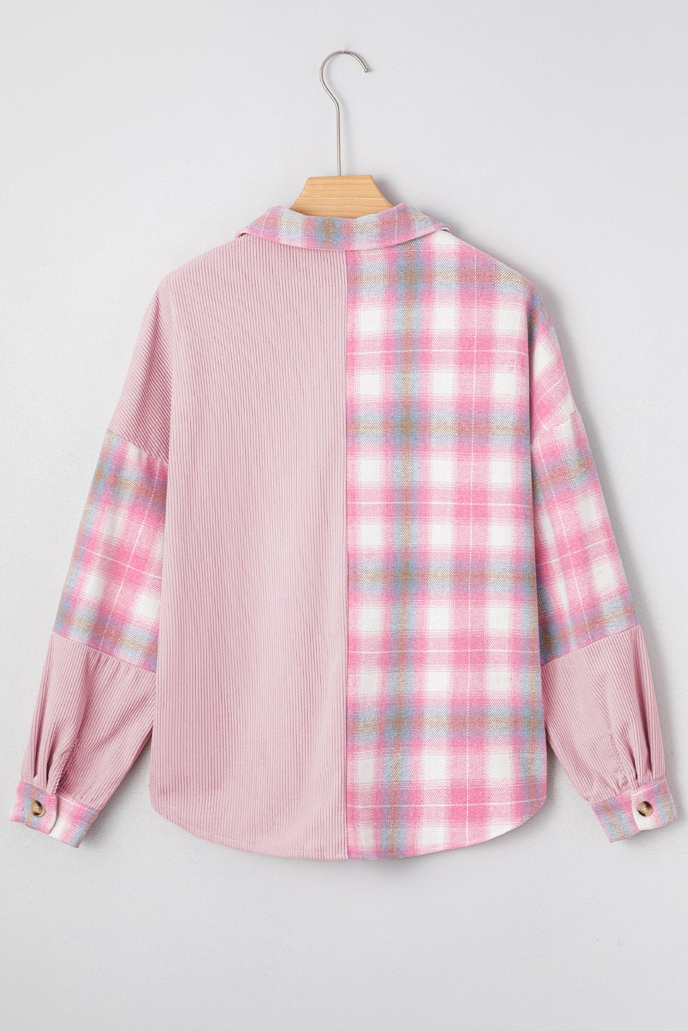 Plaid Corduroy Patchwork Flap Pocket Shacket - Rooted & Reckless Co.