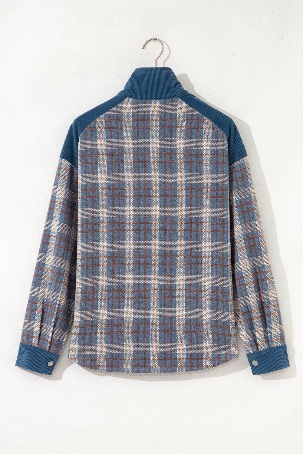 Plaid Corduroy Patchwork Zip-Up Snap-Button Jacket - Rooted & Reckless Co.