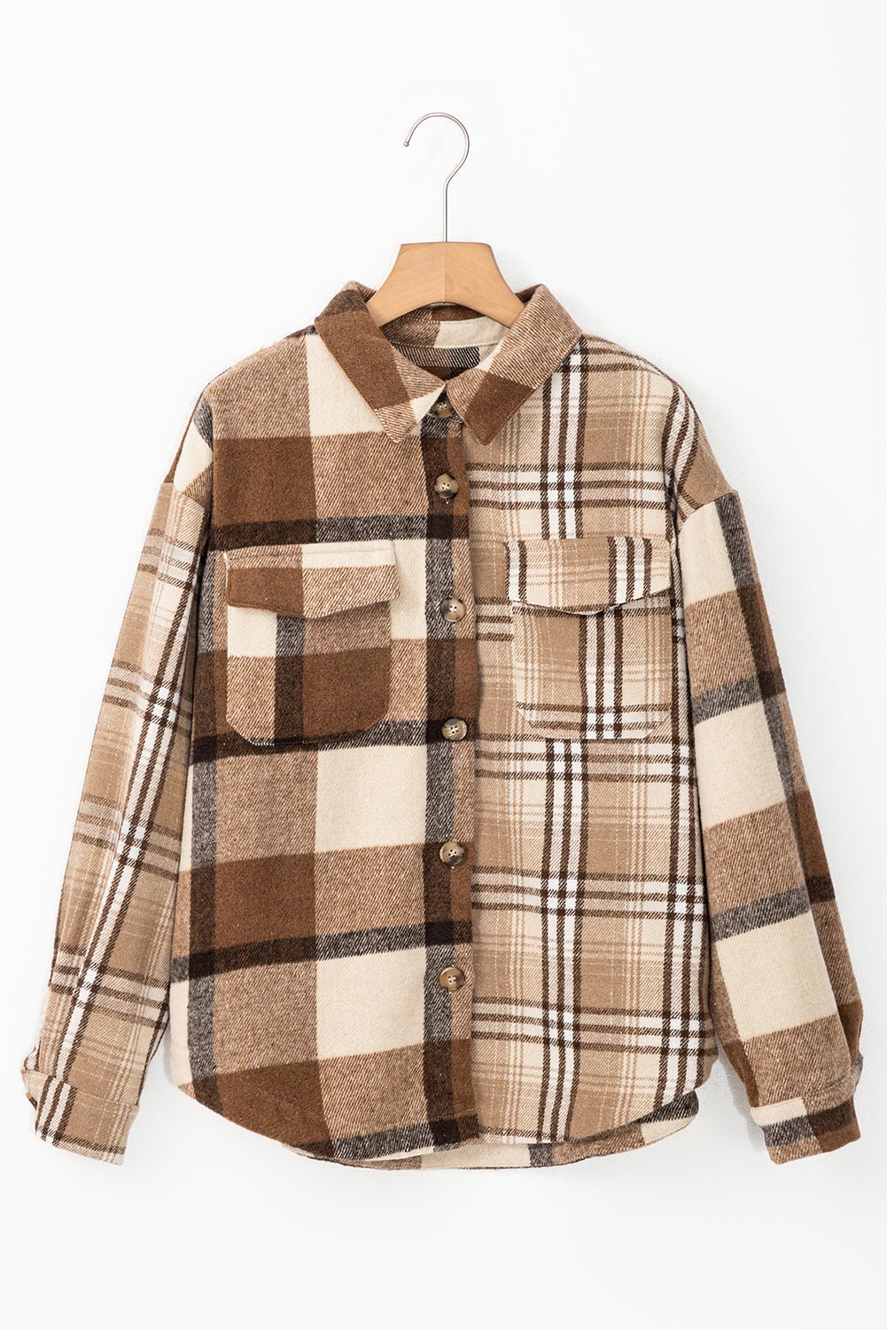 Plaid Double Flap Pocket Button-Up Shacket - Rooted & Reckless Co.