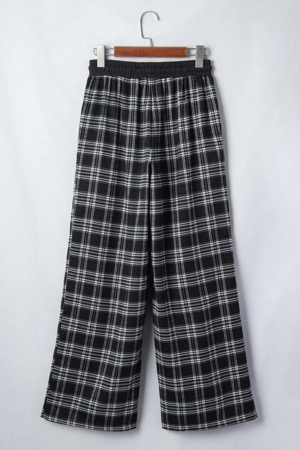 Plaid Frenchy Contrast Drawstring Waist Wide Leg Pants - Rooted & Reckless Co.