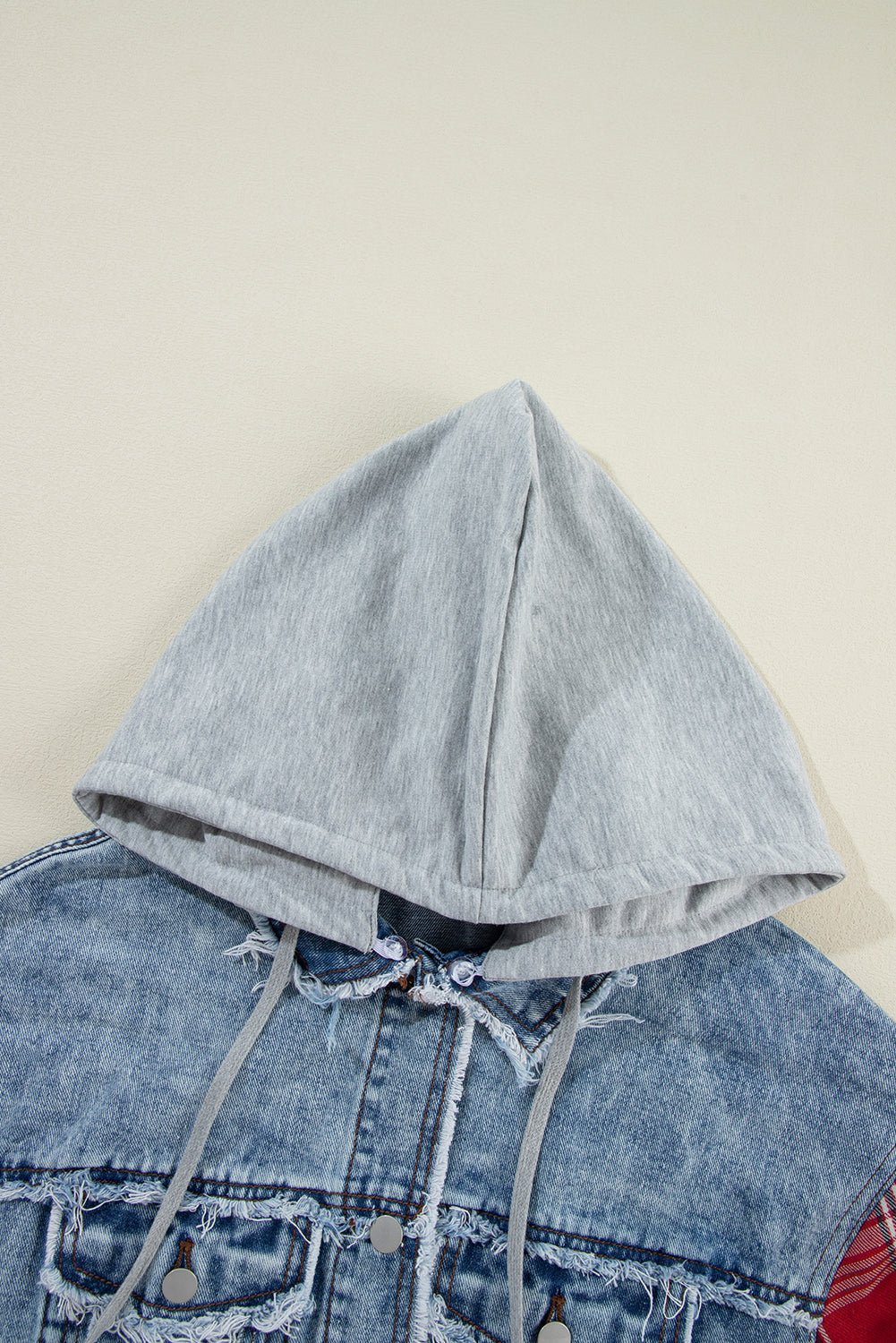 Plaid Patchwork Hooded Denim Jacket - Rooted & Reckless Co.