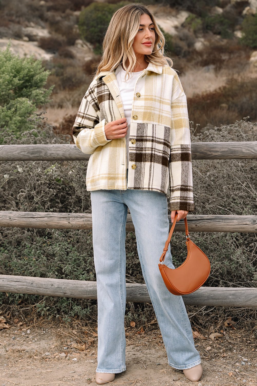 Plaid Patchwork Side Pocket Button-Up Shacket - Rooted & Reckless Co.