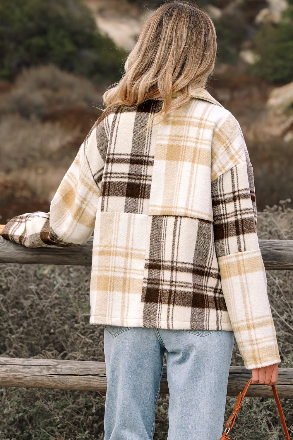 Plaid Patchwork Side Pocket Button-Up Shacket - Rooted & Reckless Co.