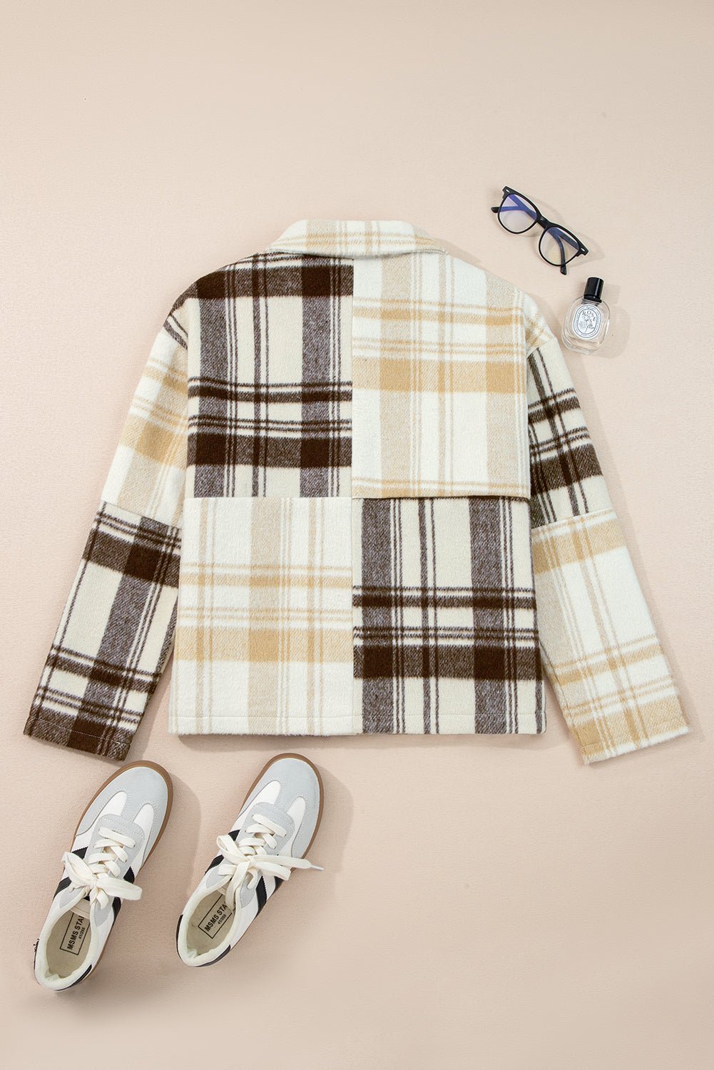 Plaid Patchwork Side Pocket Button-Up Shacket - Rooted & Reckless Co.