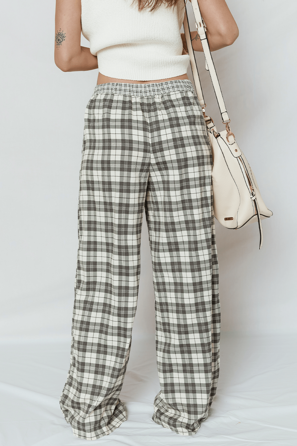 Plaid Patchwork Wide Leg Pants - Rooted & Reckless Co.