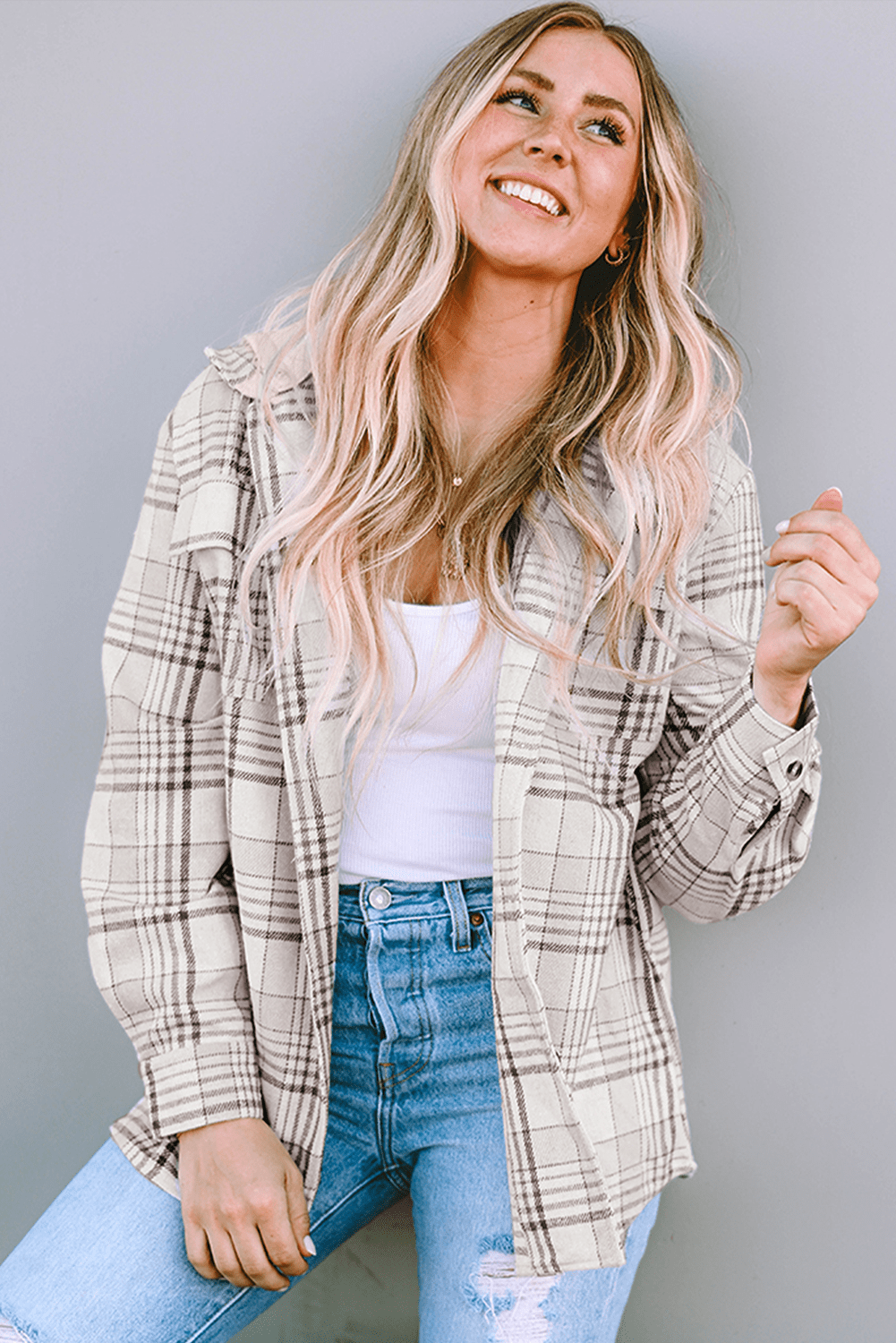 Plaid Removable Hood Buttoned Shacket - Rooted & Reckless Co.