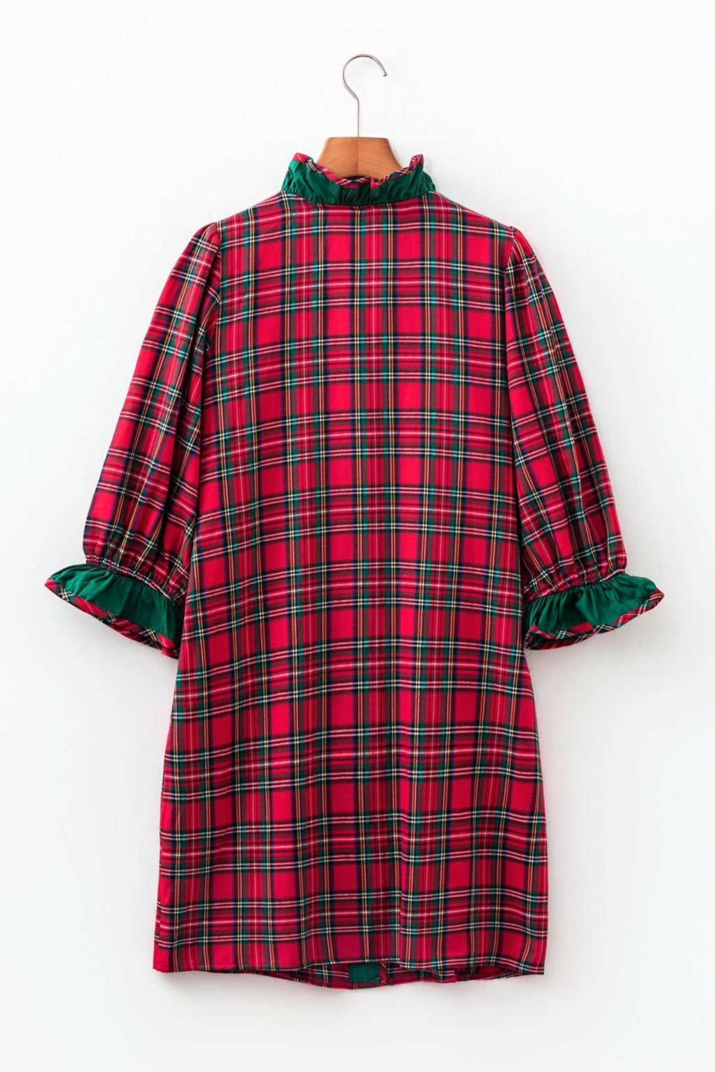Plaid Ruffle Colorblock Buttoned Mini Dress - Rooted & Reckless Co.