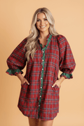 Plaid Ruffle Colorblock Buttoned Mini Dress - Rooted & Reckless Co.