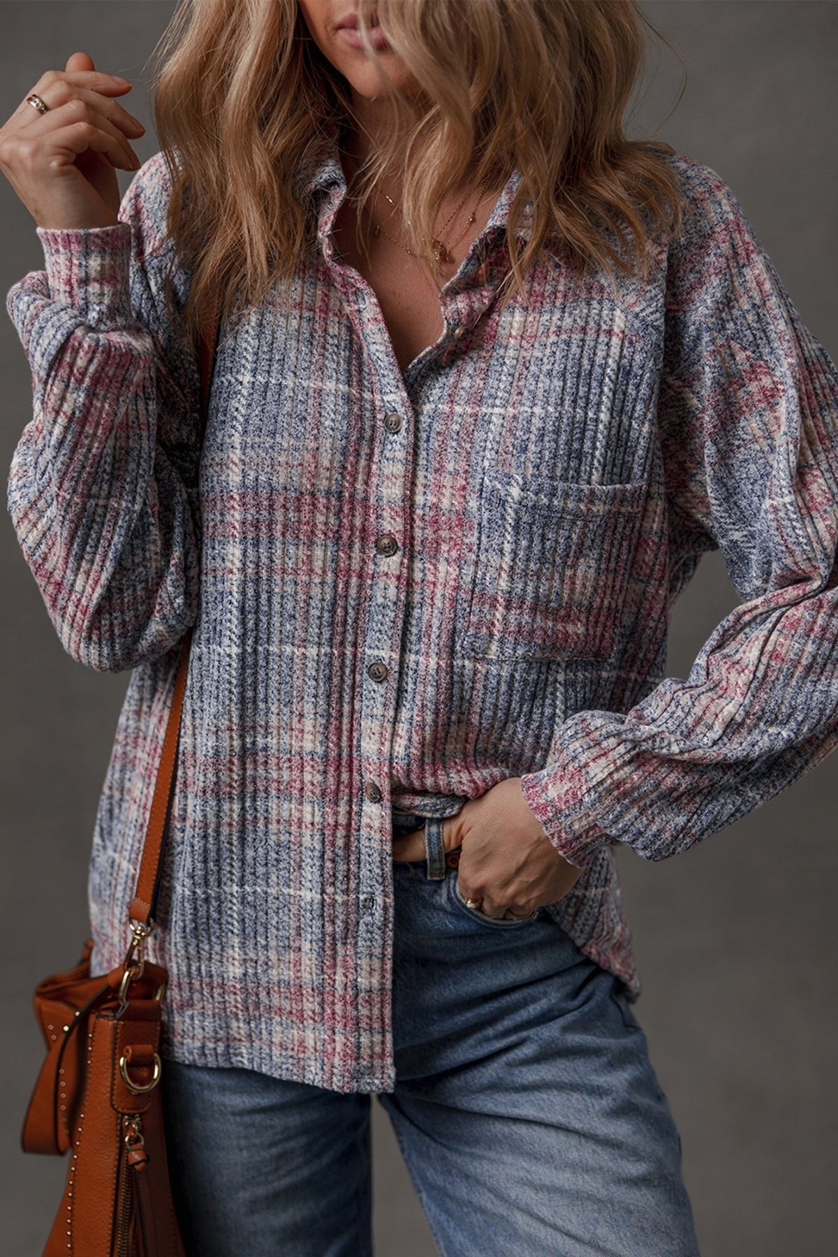Plaid Textured Button-Up Chest Pocket Shirt - Rooted & Reckless Co.