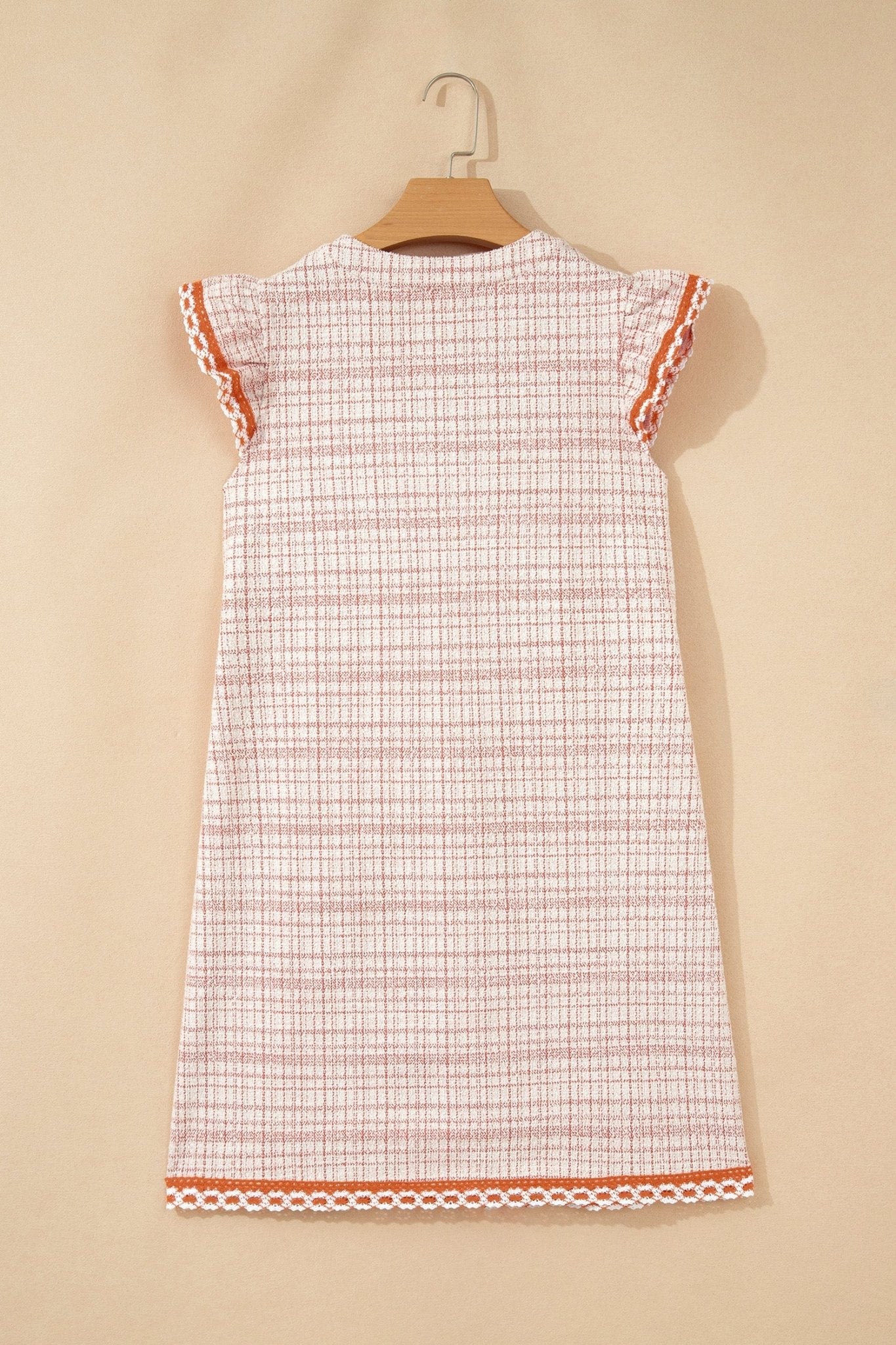 Plaid Textured Contrast Trim Tassel-Tie Mini Dress - Rooted & Reckless Co.