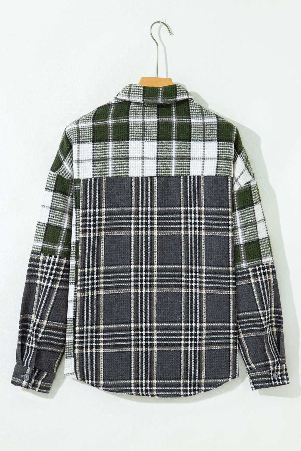 Plaid Textured Knit Button-Up Shacket - Rooted & Reckless Co.