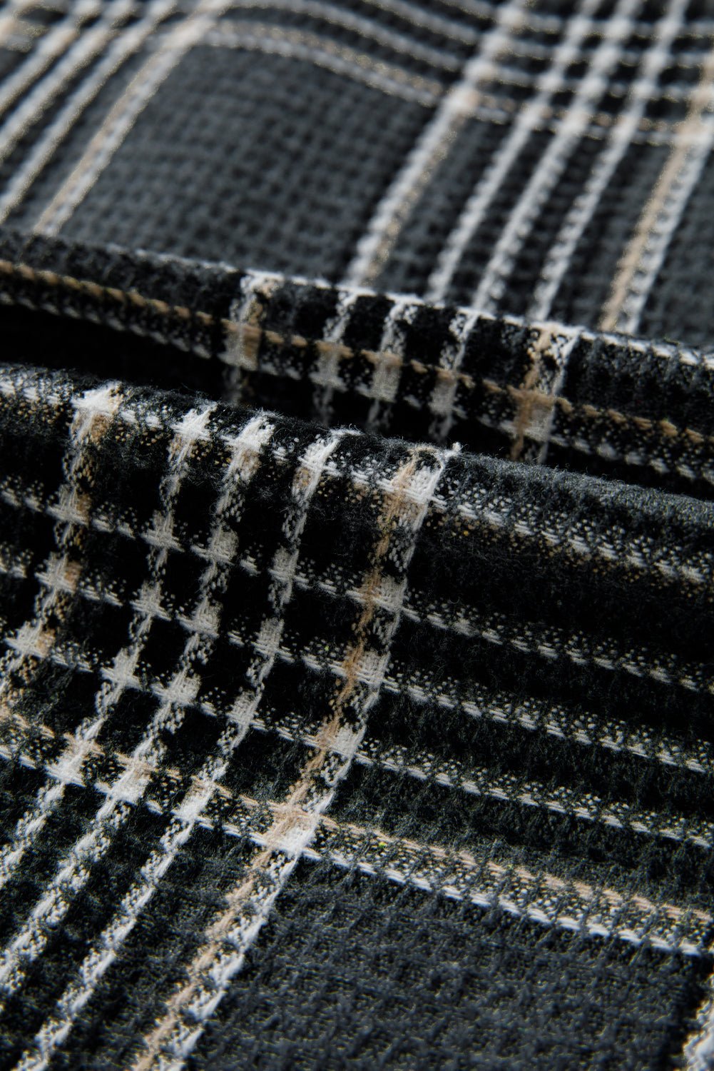 Plaid Textured Knit Button-Up Shacket - Rooted & Reckless Co.