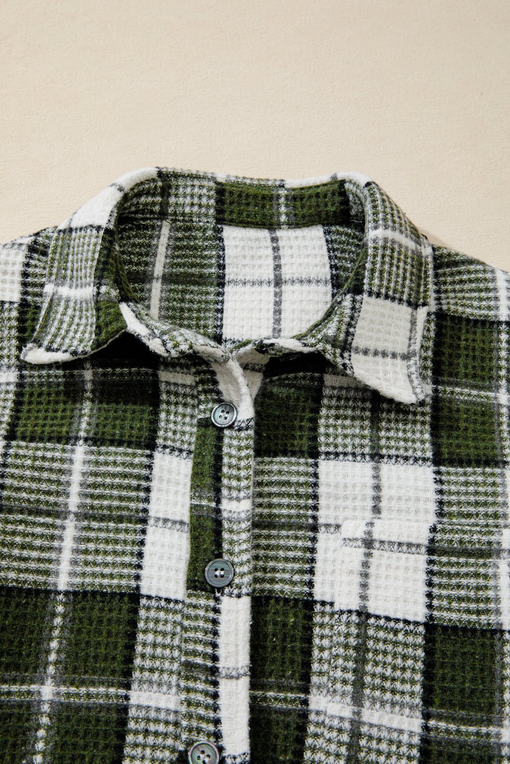 Plaid Textured Knit Button-Up Shacket - Rooted & Reckless Co.