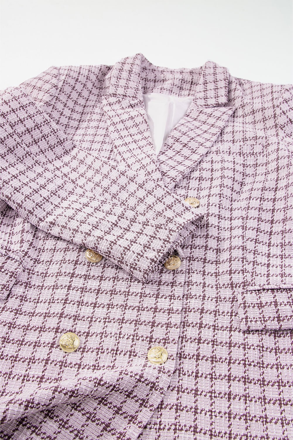 Plaid Tweed Long Sleeve Buttoned Blazer - Rooted & Reckless Co.