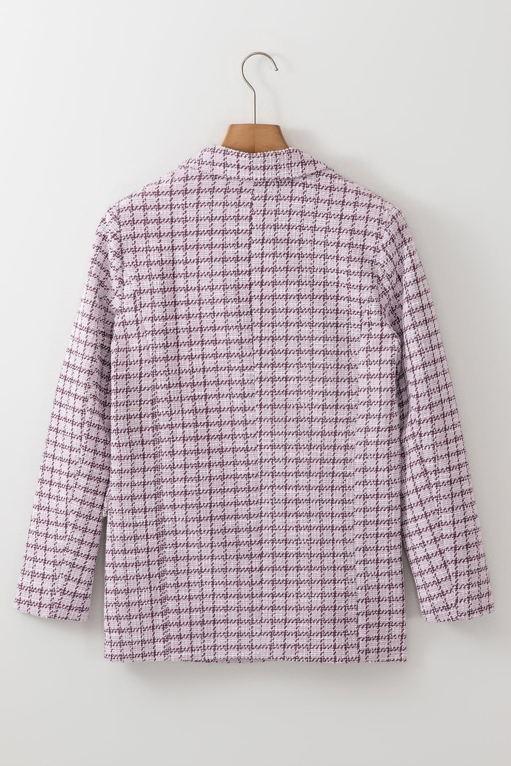 Plaid Tweed Long Sleeve Buttoned Blazer - Rooted & Reckless Co.
