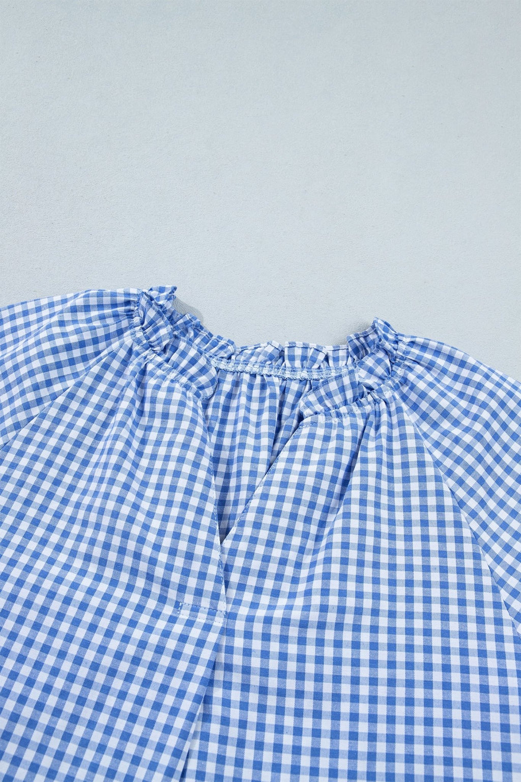 Plaid V-Neck Puff Sleeve Blouse - Rooted & Reckless Co.