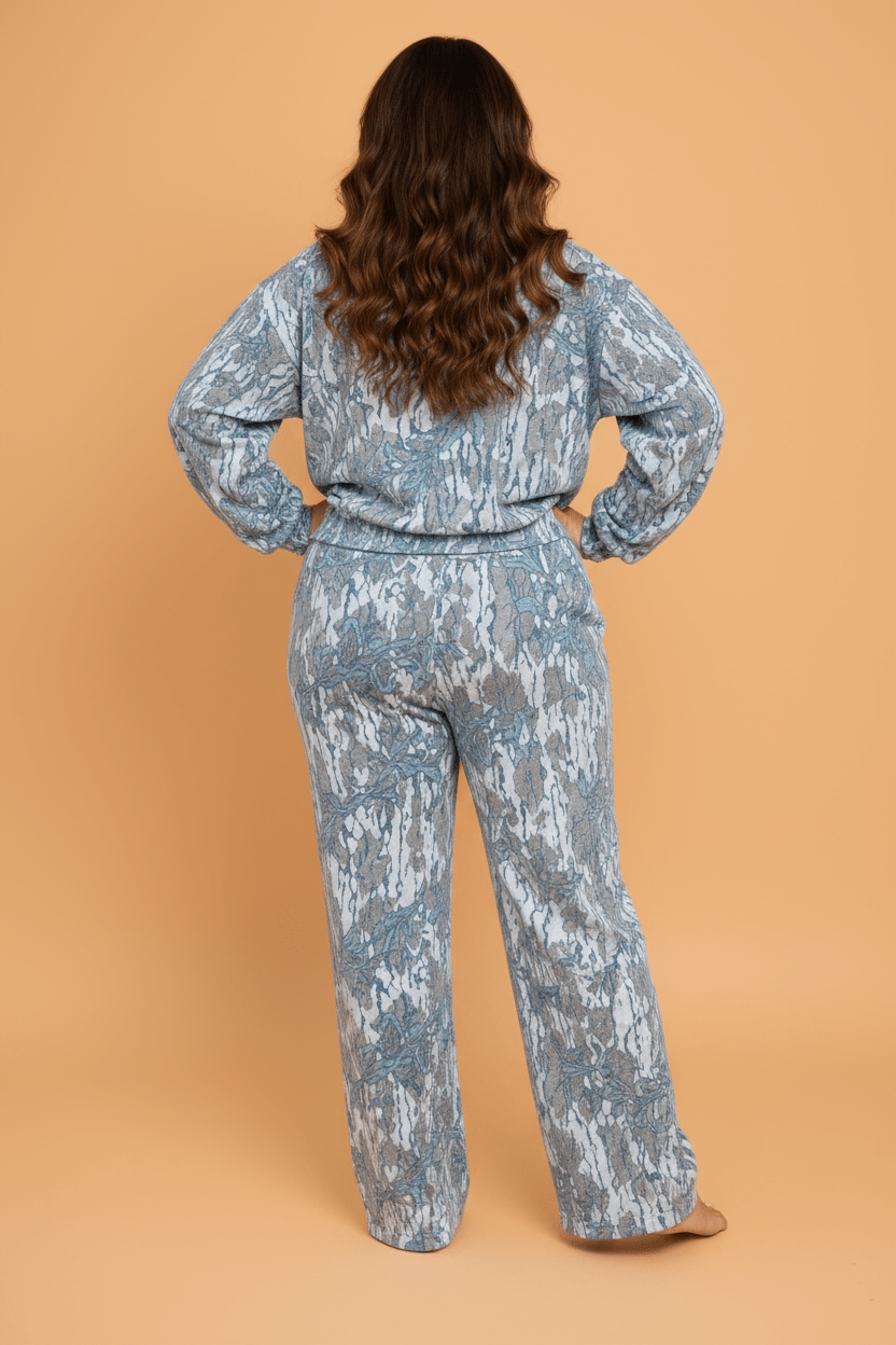 Plus Size Abstract Camo Top & Drawstring Pants Set - Rooted & Reckless Co.