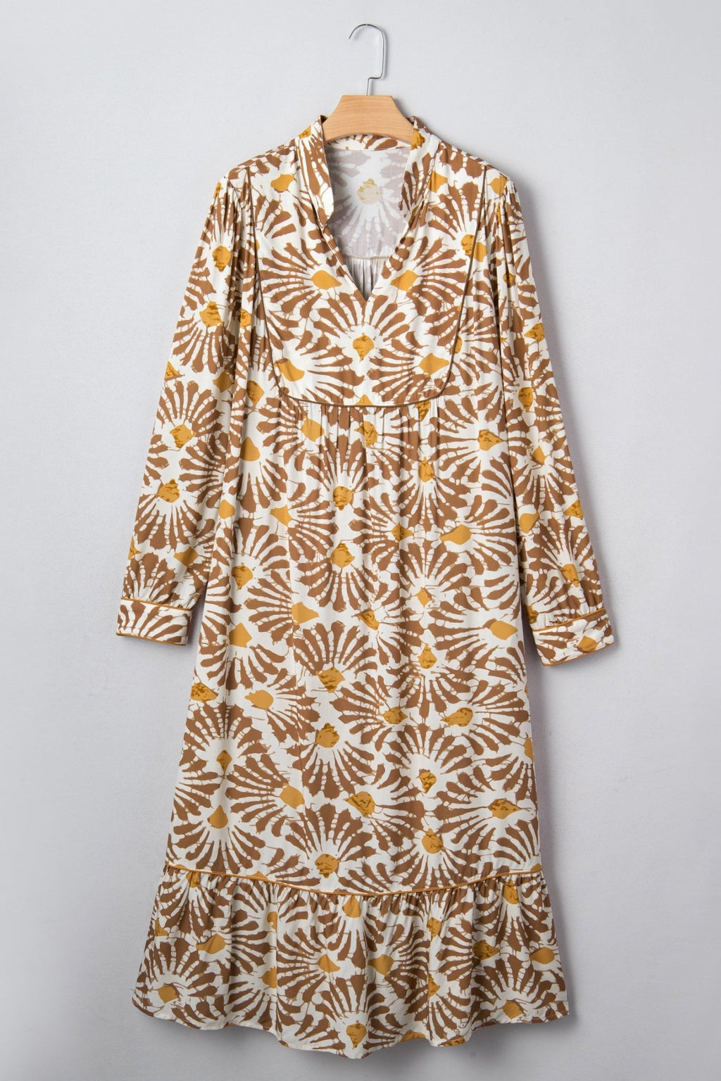 Plus Size Abstract Plant Long Sleeve Maxi Dress - Rooted & Reckless Co.