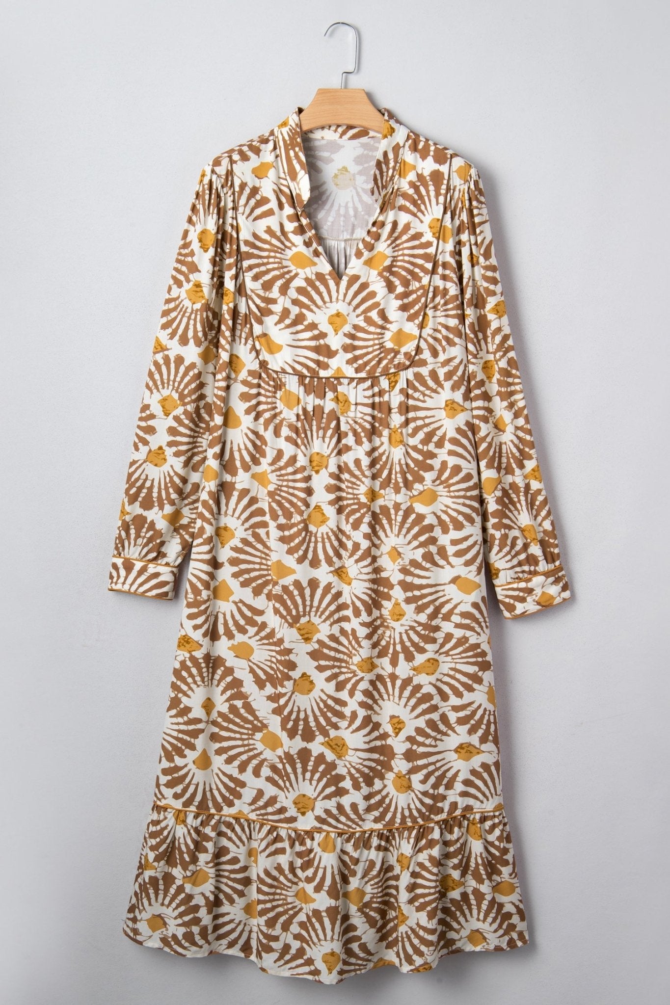Plus Size Abstract Plant Long Sleeve Maxi Dress - Rooted & Reckless Co.