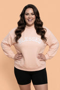 Plus Size BLESSED Embroidered Patch Mock Neck Sweatshirt - Rooted & Reckless Co.