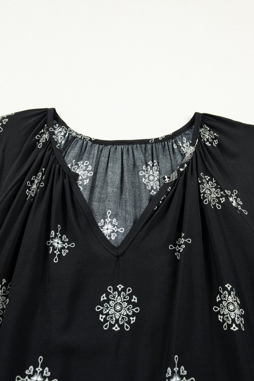 Plus Size Boho Floral Boho Notch V-Neck Top - Rooted & Reckless Co.
