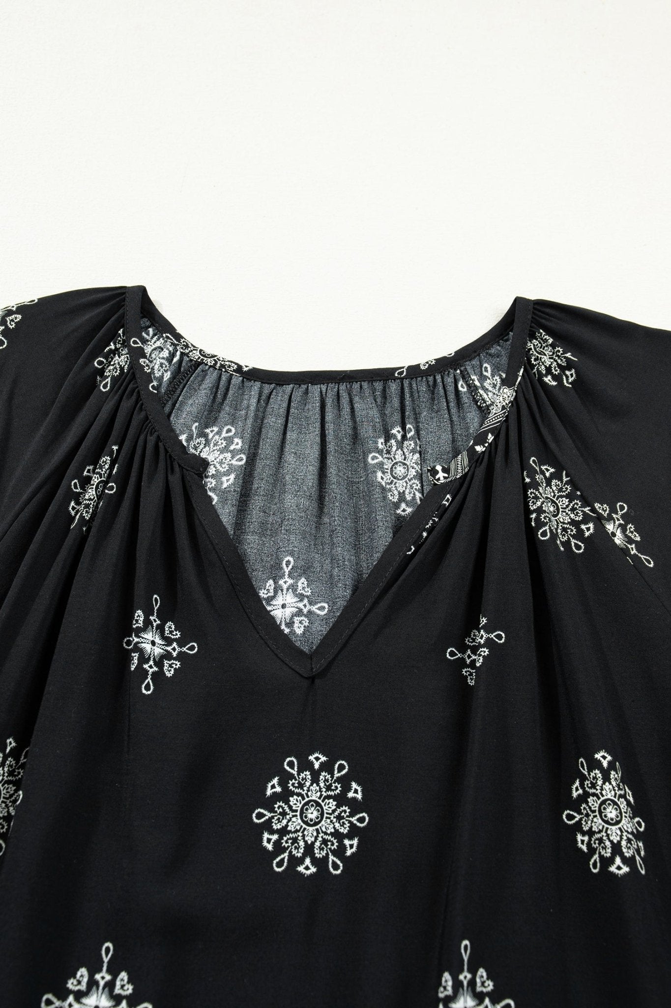 Plus Size Boho Floral Boho Notch V-Neck Top - Rooted & Reckless Co.