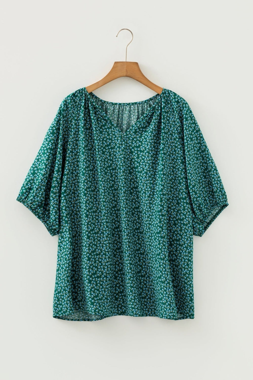 Plus Size Boho Floral Boho Notch V-Neck Top - Rooted & Reckless Co.