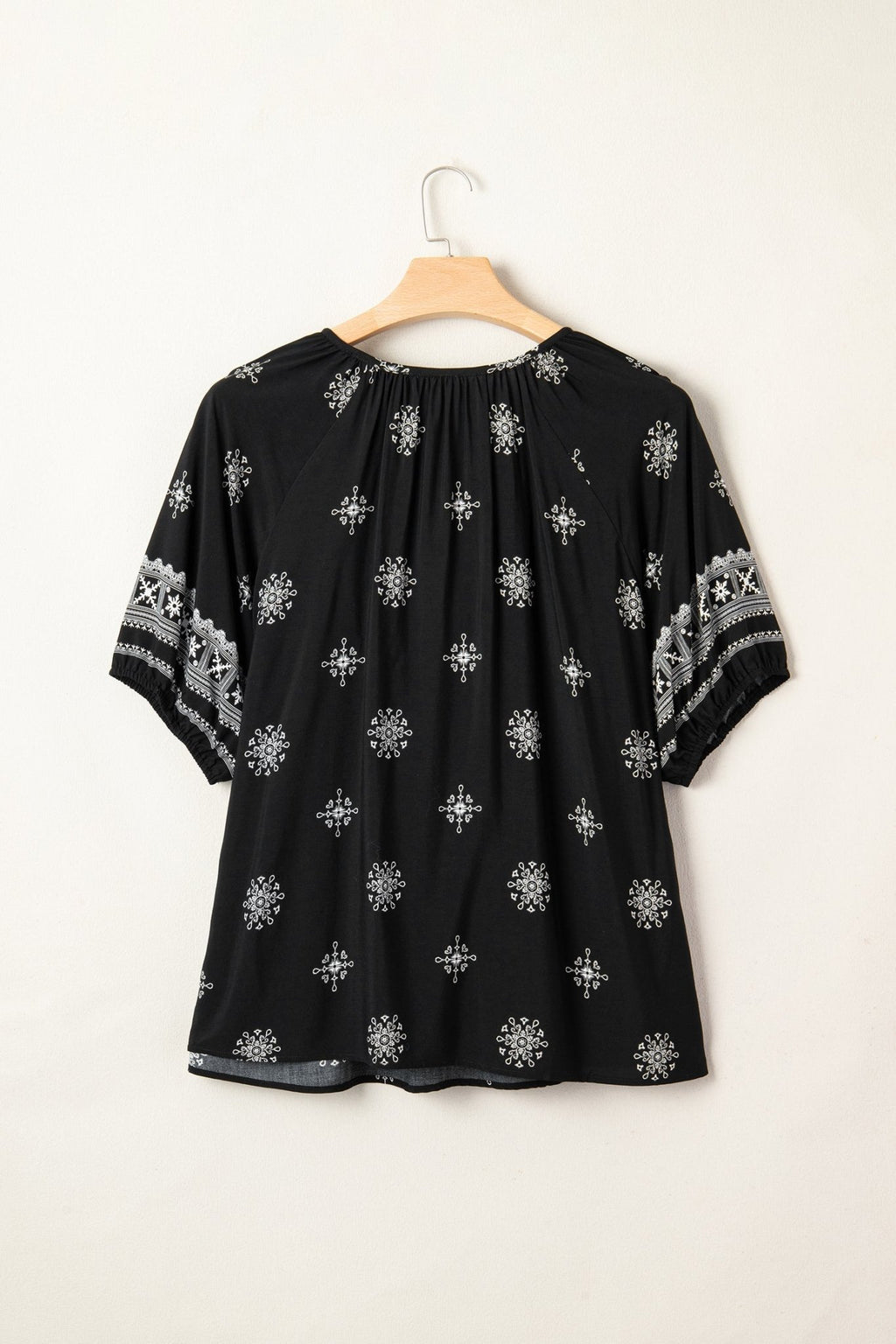 Plus Size Boho Floral Boho Notch V-Neck Top - Rooted & Reckless Co.