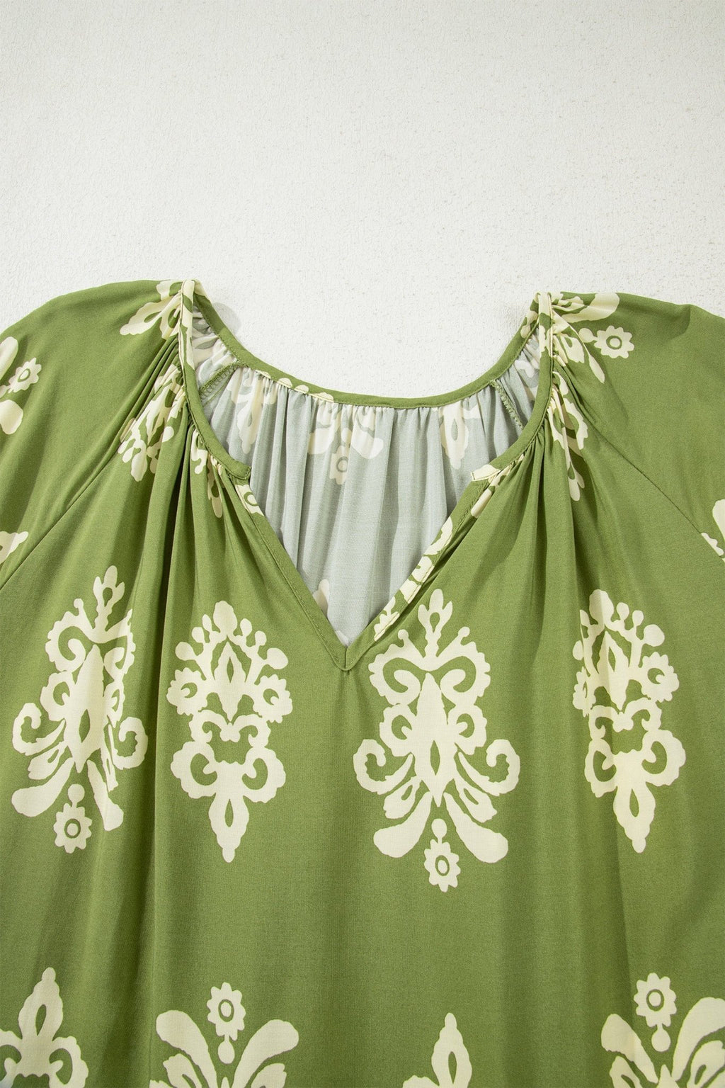 Plus Size Boho Floral Boho Notch V-Neck Top - Rooted & Reckless Co.