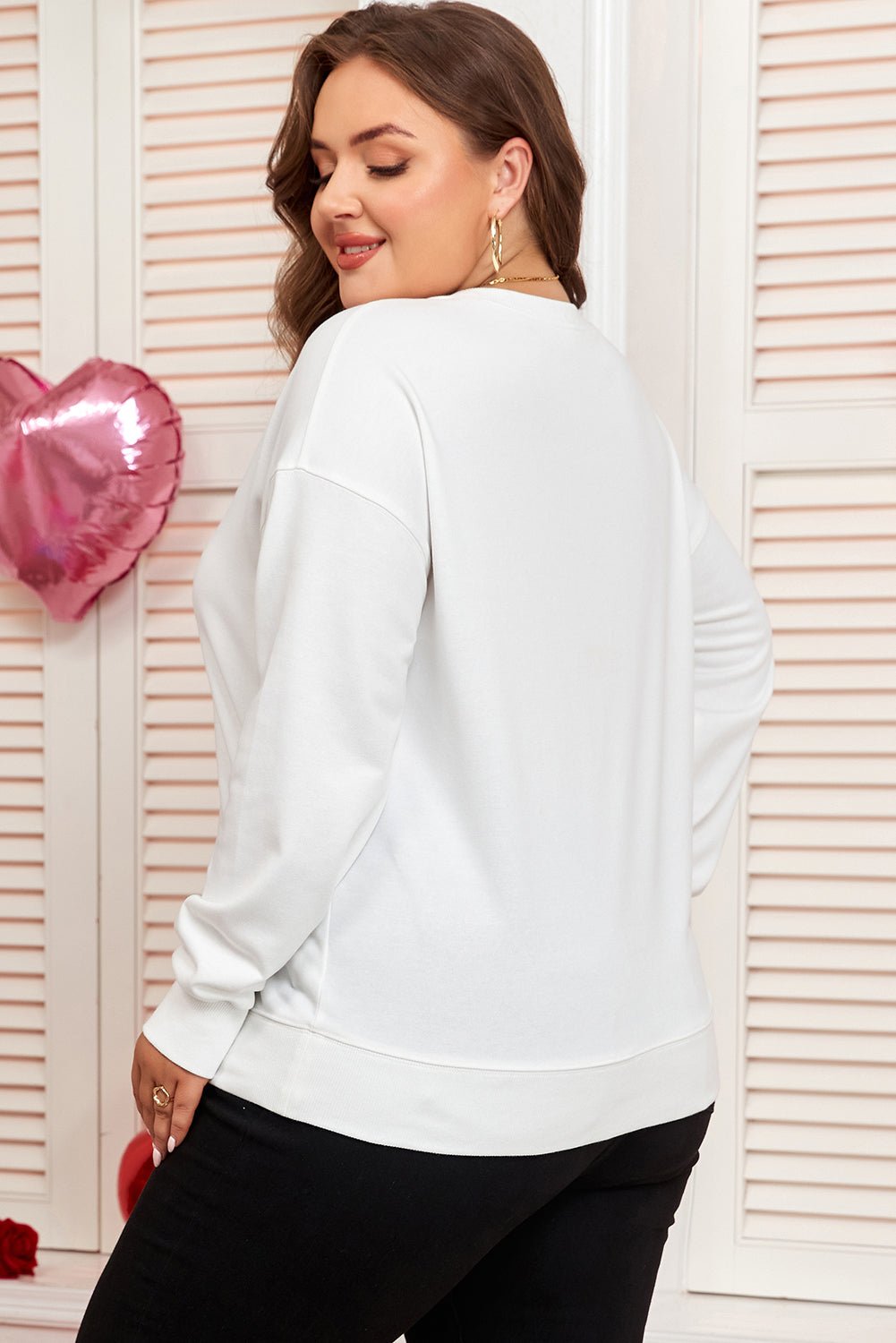 Plus Size Bow Tie Drop Shoulder Sweatshirt - Rooted & Reckless Co.