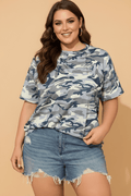 Plus Size Camo Crew Neck Short Sleeve Tee - Rooted & Reckless Co.