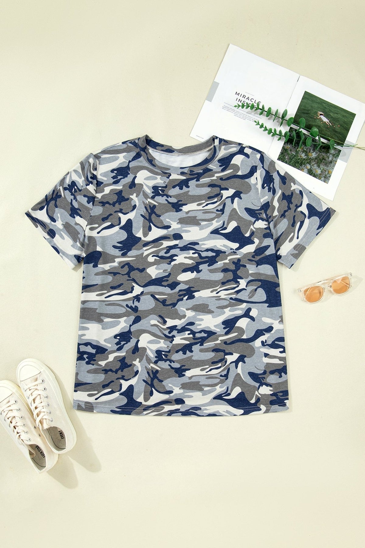 Plus Size Camo Crew Neck Short Sleeve Tee - Rooted & Reckless Co.