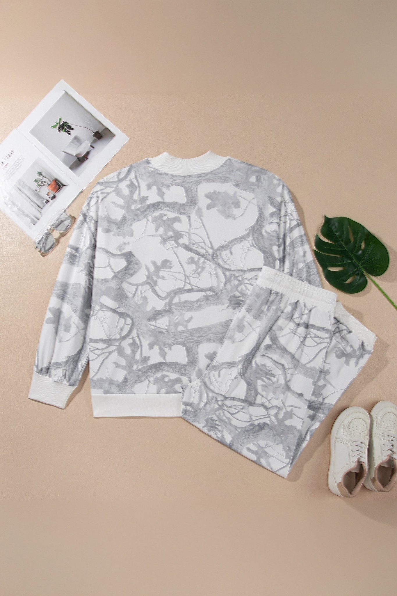 Plus Size Camo Long Sleeve Top and Pants Set - Rooted & Reckless Co.
